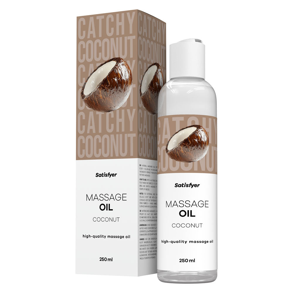 Satisfyer Massage Oil 250 ml Coconut - Coconut Scented Massage Oil - 250 ml Bottle - Hush Store Sydney 