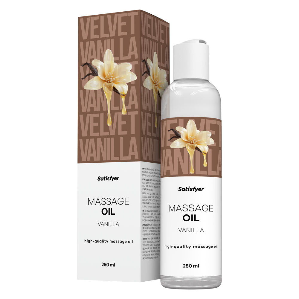 Satisfyer Massage Oil 250 ml Vanilla - Vanilla Scented Massage Oil - 250 ml Bottle - Hush Store Sydney 