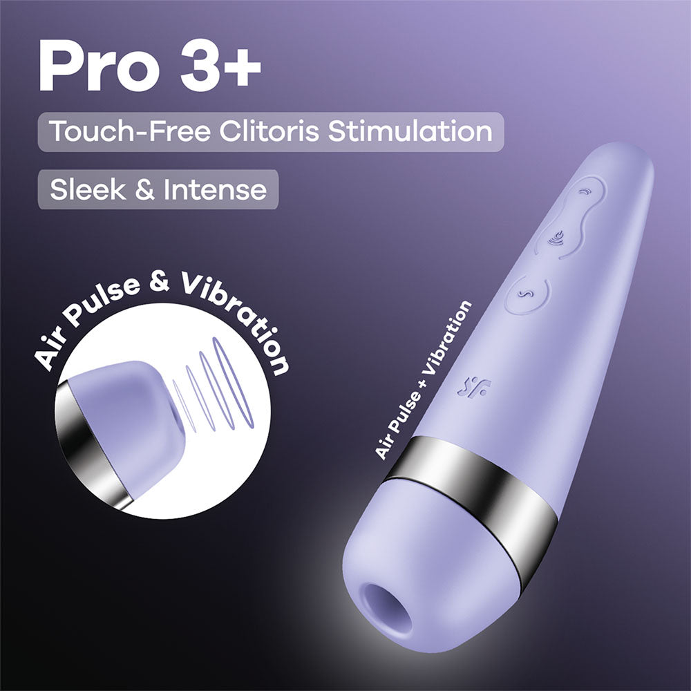 Satisfyer Pro 3+ Purple - Purple USB-Rechargeable Air Pulse Clitoral Stimulator with Vibration