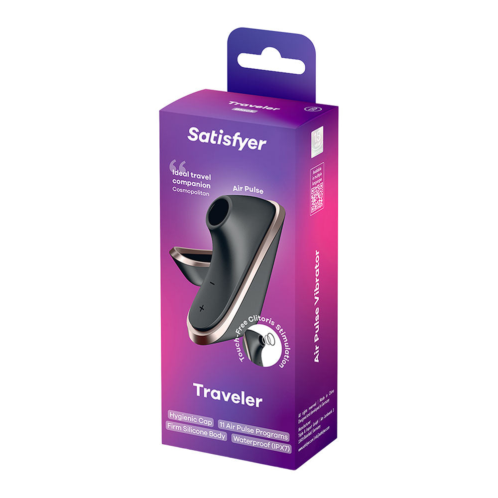 Satisfyer Traveler - Black - Black USB Rechargeable Air Pulse Clitoral Stimulator
