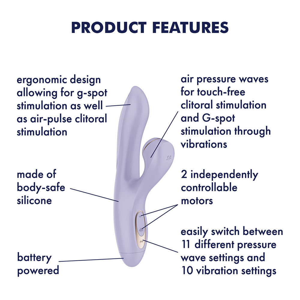 Satisfyer Pro + G-Spot - Battery Series - Lavender Vibrator with Air Pulse Clitoral Stimulator