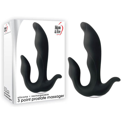 Adam & Eve 3-Point Prostate Massager - Black USB Rechargable Vibrating Prostate Massager - Hush Store Sydney 