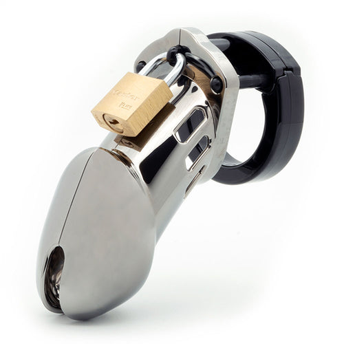 CB-6000 Chastity Cock Cage Kit - Chrome - Chrome 3.25 Inch Cock Cage Kit - Hush Store Sydney 