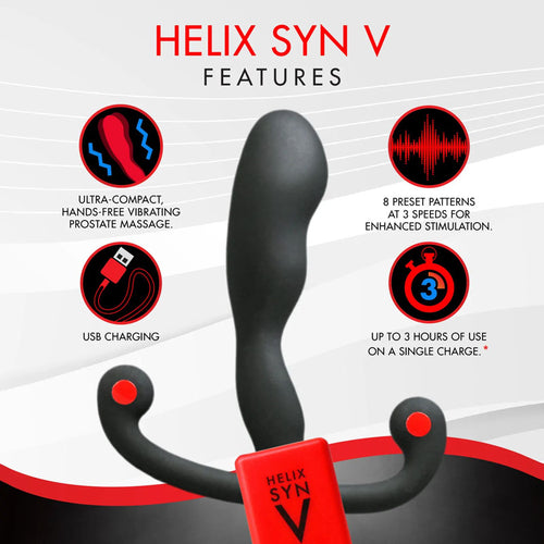 Aneros Helix Syn V - Black USB Rechargeable Vibrating Prostate Massager - Hush Store Sydney 