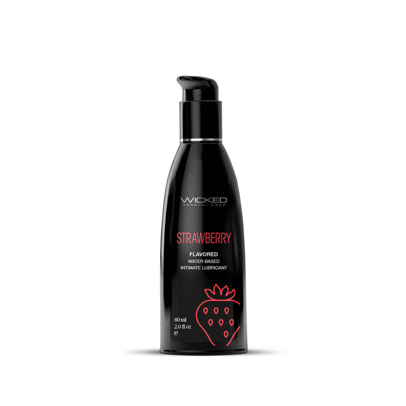 Wicked Aqua Strawberry - Strawberry Flavoured Water Based Lubricant - 60 ml (2 oz) Bottle - Hush Store Sydney 