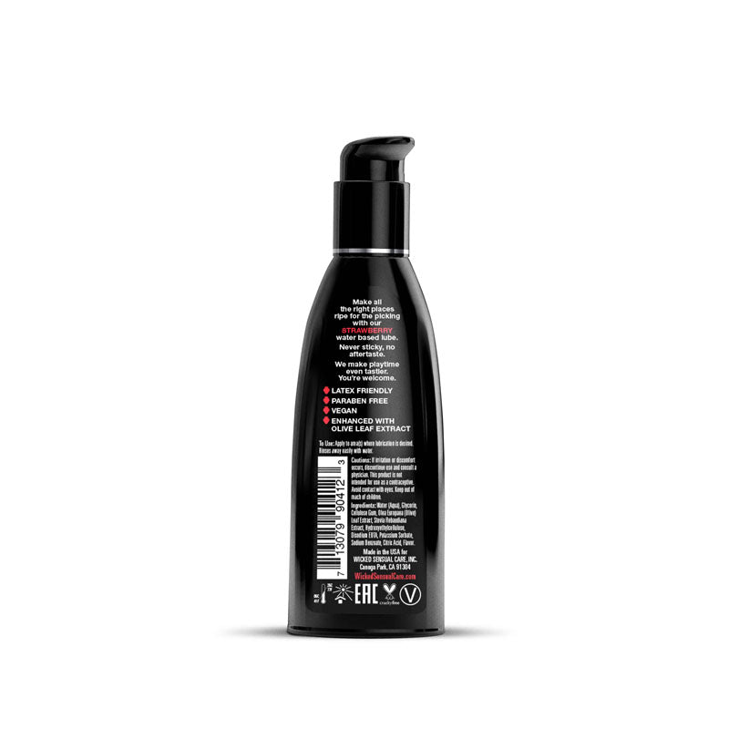 Wicked Aqua Strawberry - Strawberry Flavoured Water Based Lubricant - 60 ml (2 oz) Bottle - Hush Store Sydney 