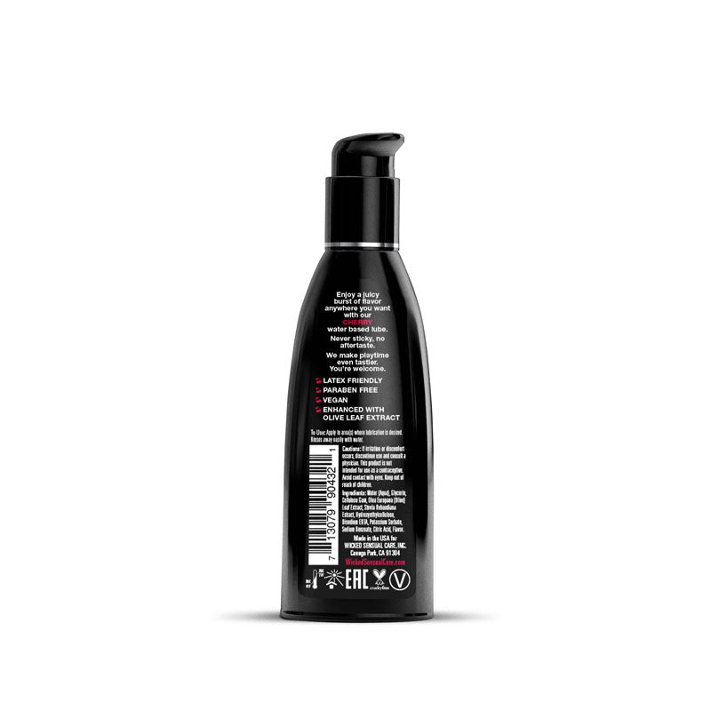 Wicked Aqua Cherry - Cherry Flavoured Water Based Lubricant - 60 ml (2 oz) Bottle - Hush Store Sydney 