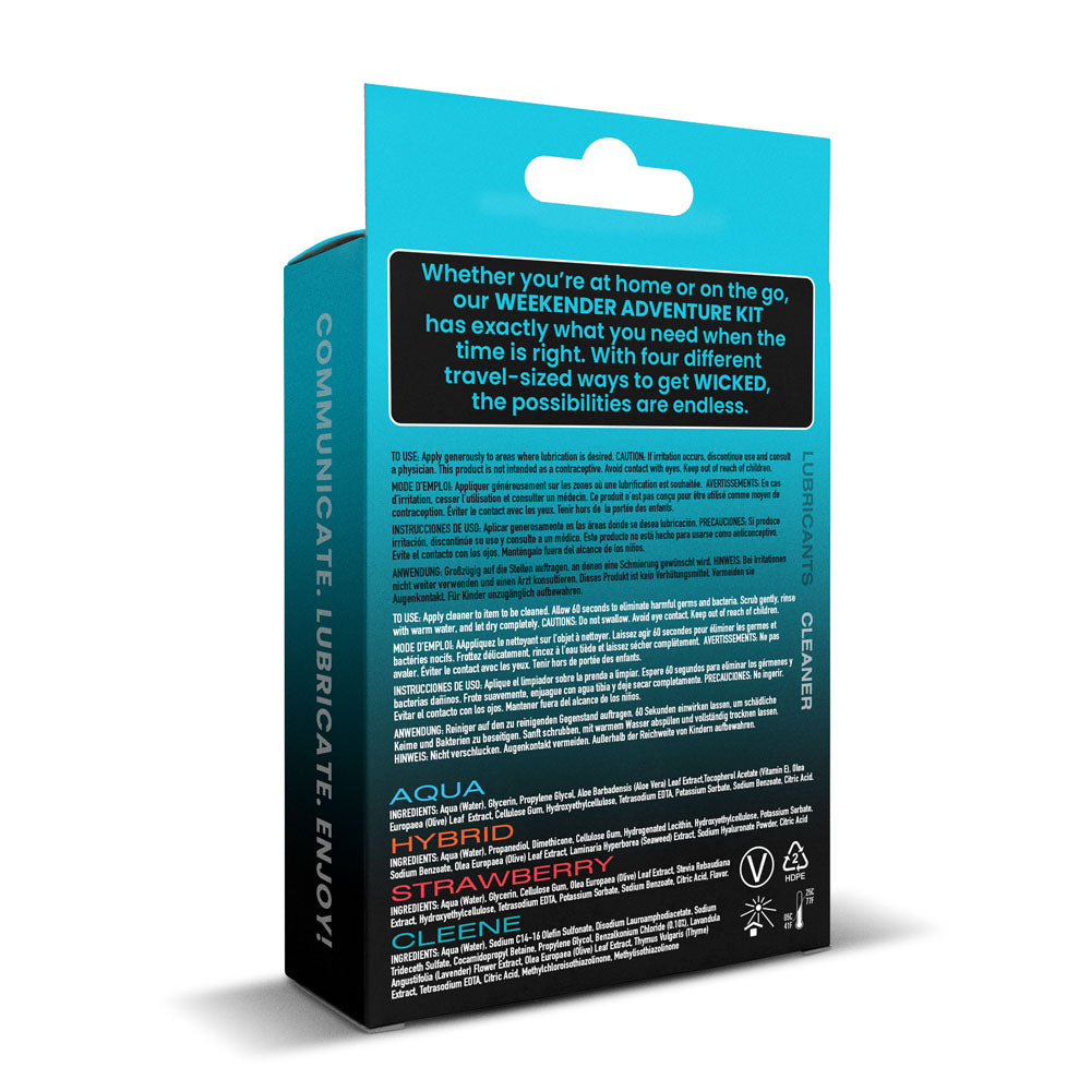 Wicked WEEKENDER ADVENTURE KIT - Mixed Lubricants & Cleaner 30 ml Bottles - 4 Pack - Hush Store Sydney 