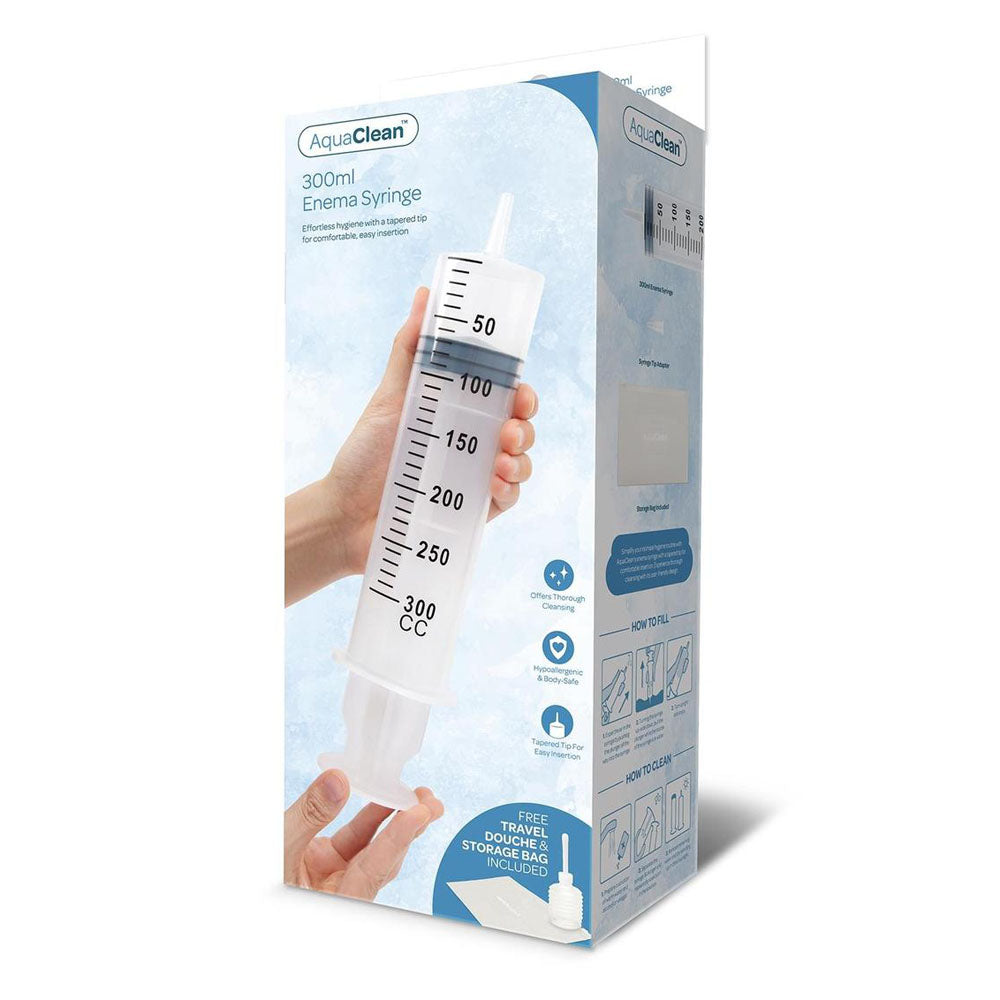 AquaClean 300ml Enema Syringe - 300 ml Capacity with Free Travel Douche Included - Hush Store Sydney 