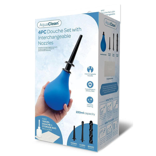 AquaClean 4 Piece Douche Set with Interchangeable Nozzles - 220 ml Capacity with Free Travel Douche Included - Hush Store Sydney 
