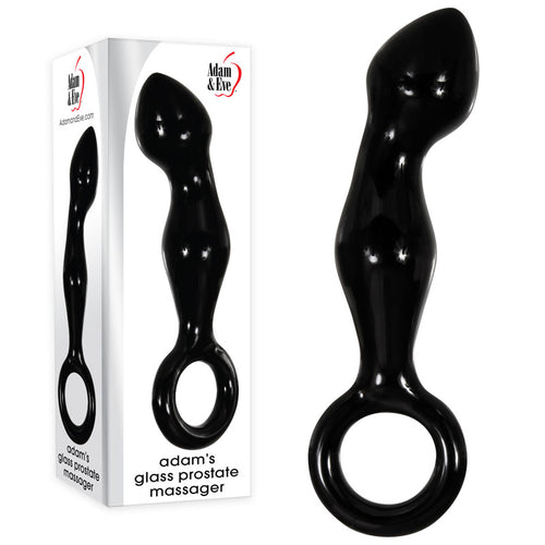 Adam & Eve ADAMS GLASS PROSTATE MASSAGER - Black Glass 16.6 cm Prostate Massager - Hush Store Sydney 