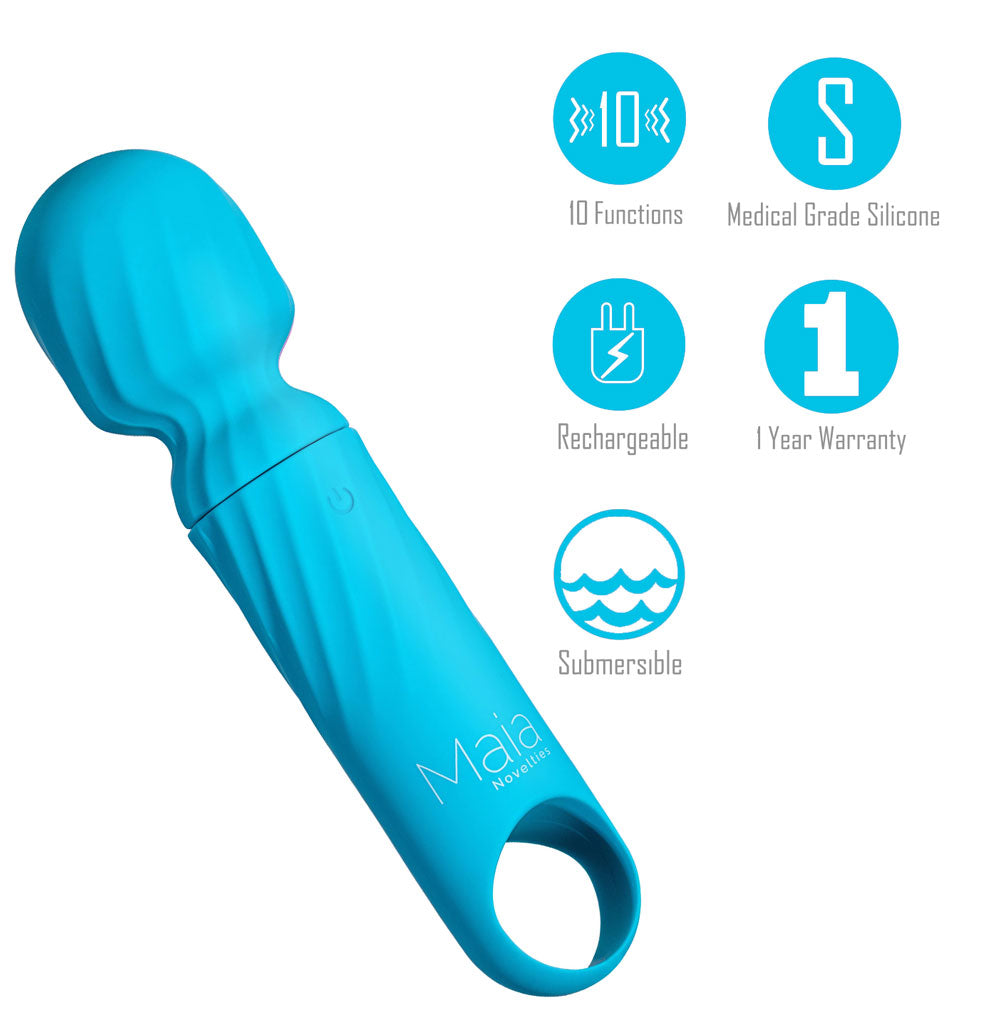 Maia DOLLY - Blue - Blue 12.7 cm USB Rechargeable Massage Wand - Hush Store Sydney 