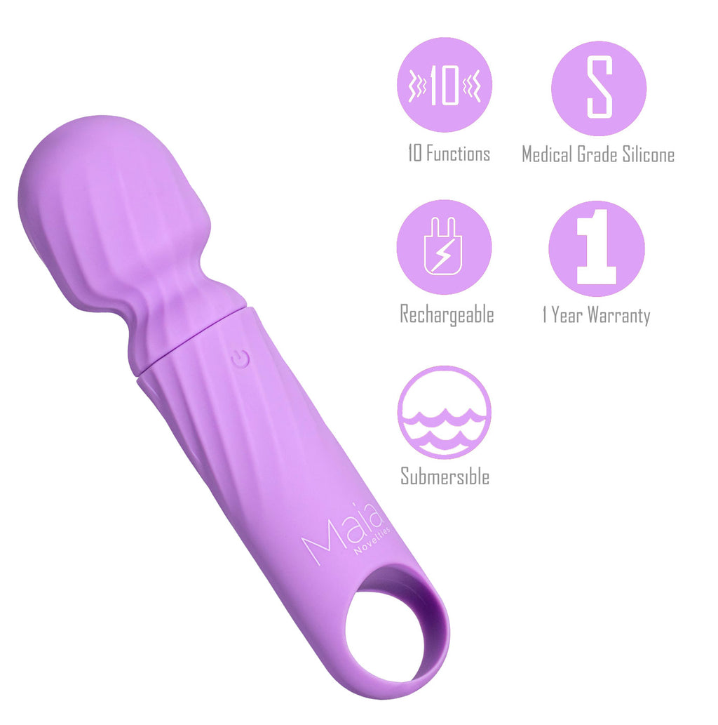 Maia DOLLY - Purple - Purple 12.7 cm USB Rechargeable Massage Wand - Hush Store Sydney 