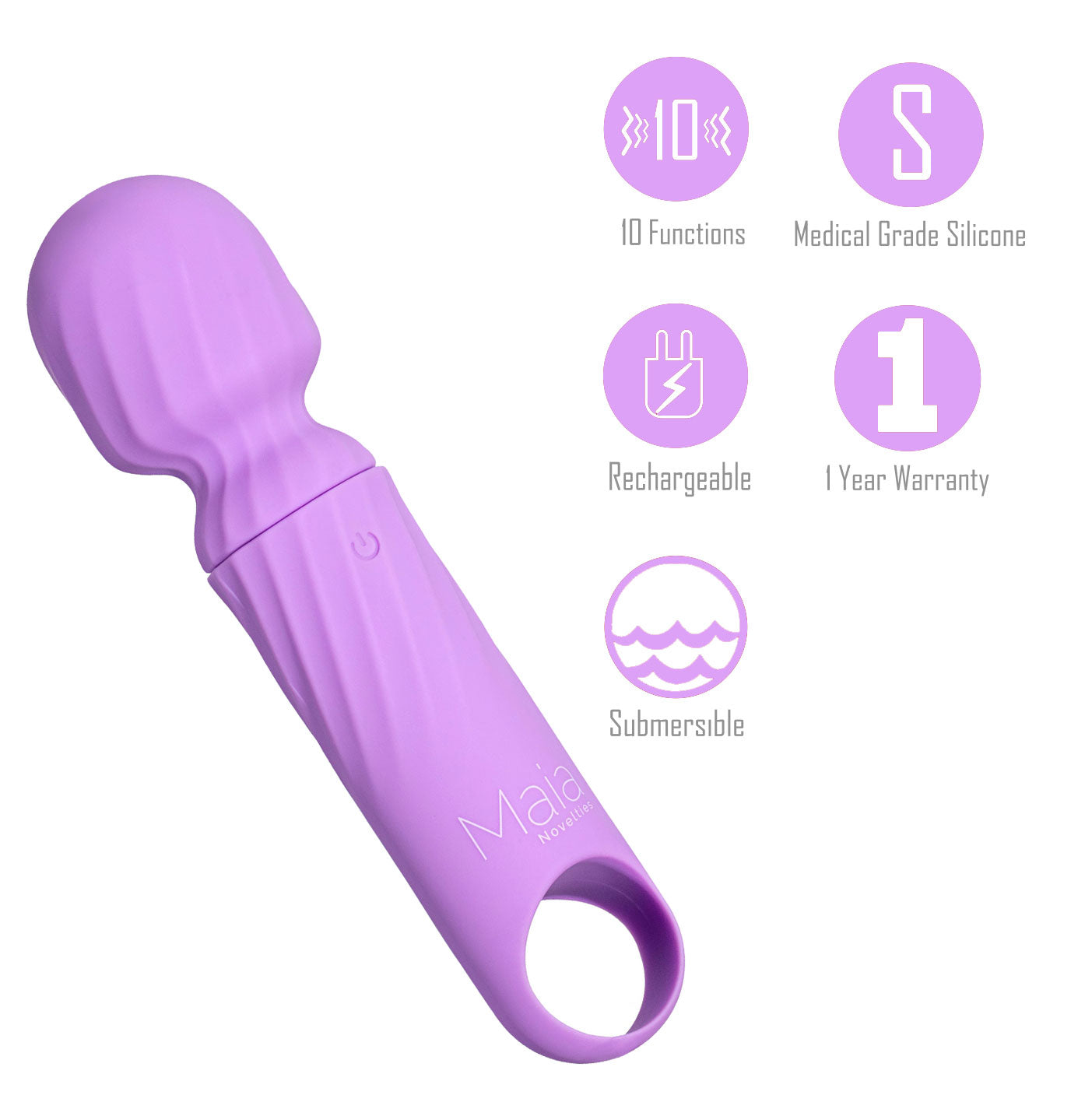 Maia DOLLY - Purple - Purple 12.7 cm USB Rechargeable Massage Wand - Hush Store Sydney 
