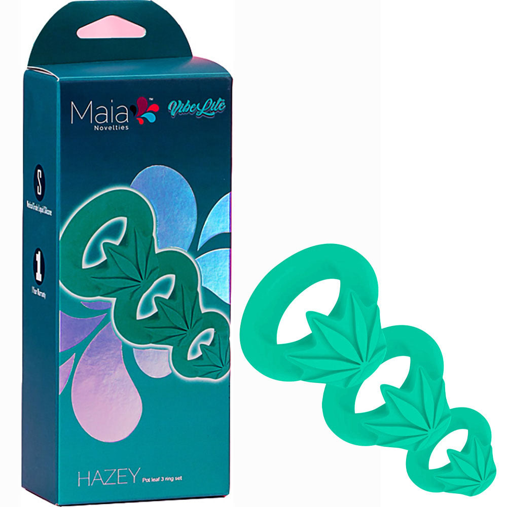Maia HAZEY - Green Pot Leaf Cock Rings - Set of 3 - Hush Store Sydney 