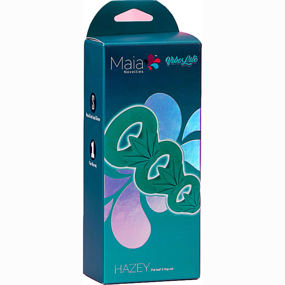 Maia HAZEY - Green Pot Leaf Cock Rings - Set of 3 - Hush Store Sydney 