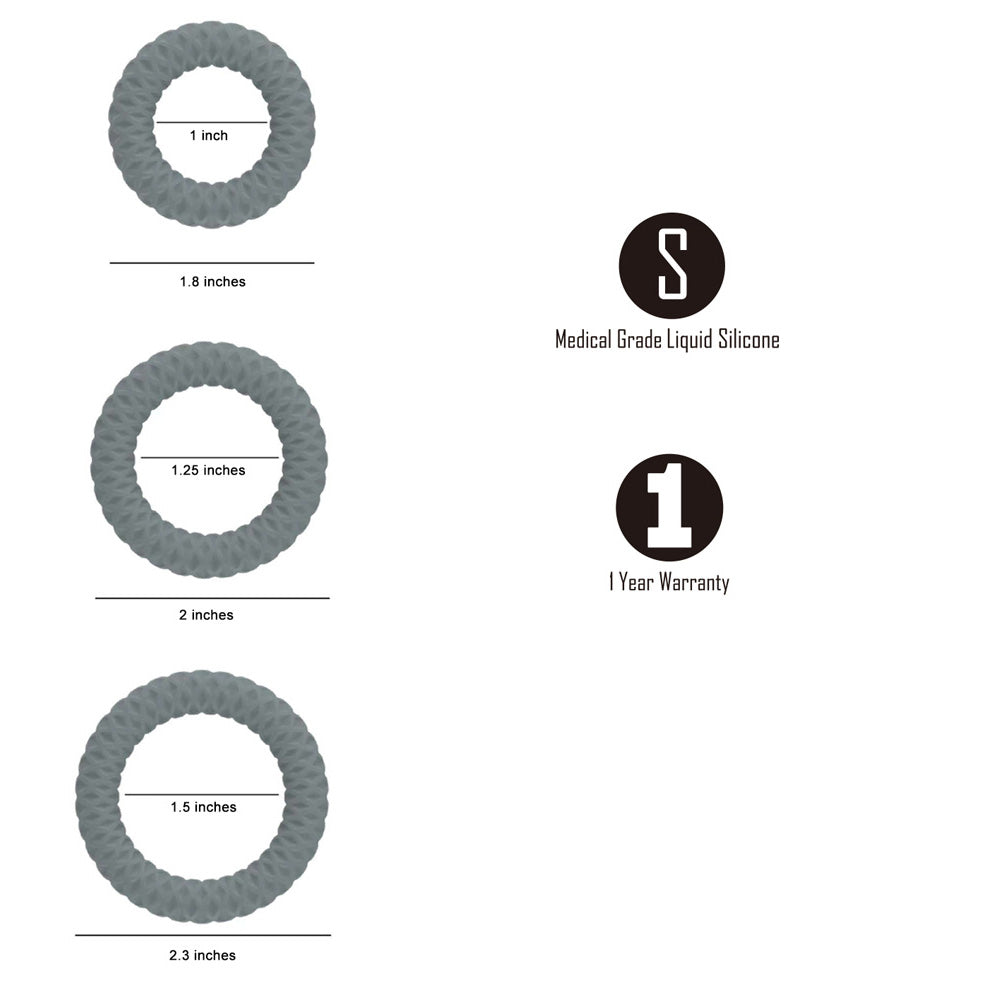 Maia ONYX - Grey Cock Ring Set - Set of 3 Sizes - Hush Store Sydney 