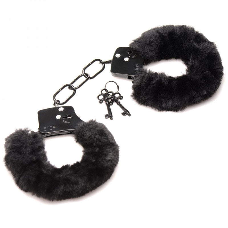 Master Series Cuffed in Fur - Black Fluffy Handcuffs - Hush Store Sydney 