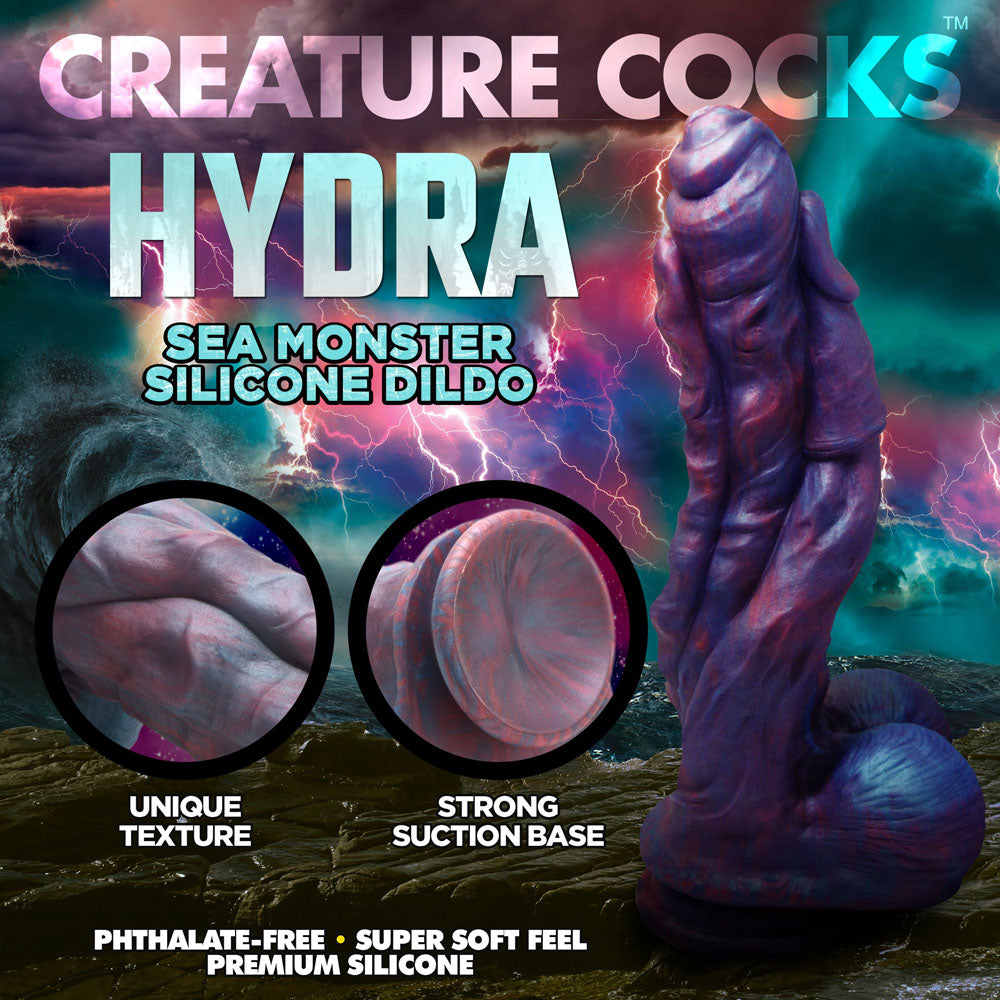 Creature Cocks Hydra Silicone Dildo - Coloured 26.9 cm Fantasy Sea Monster Dildo - Hush Store Sydney 