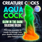 Creature Cocks Aqua-Cock - Glow in Dark Multi-Coloured 19.3 cm Fantasy Dildo - Hush Store Sydney 