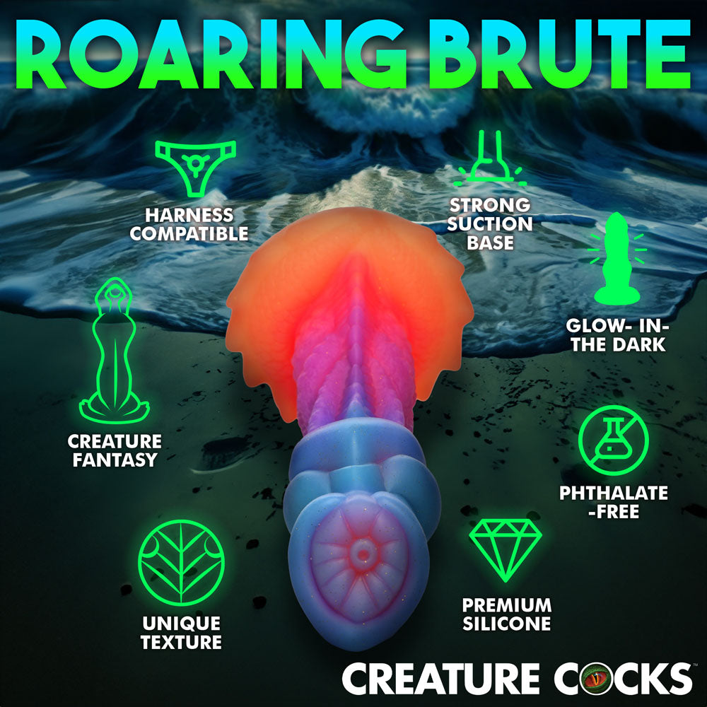 Creature Cocks Aqua-Cock - Glow in Dark Multi-Coloured 19.3 cm Fantasy Dildo - Hush Store Sydney 
