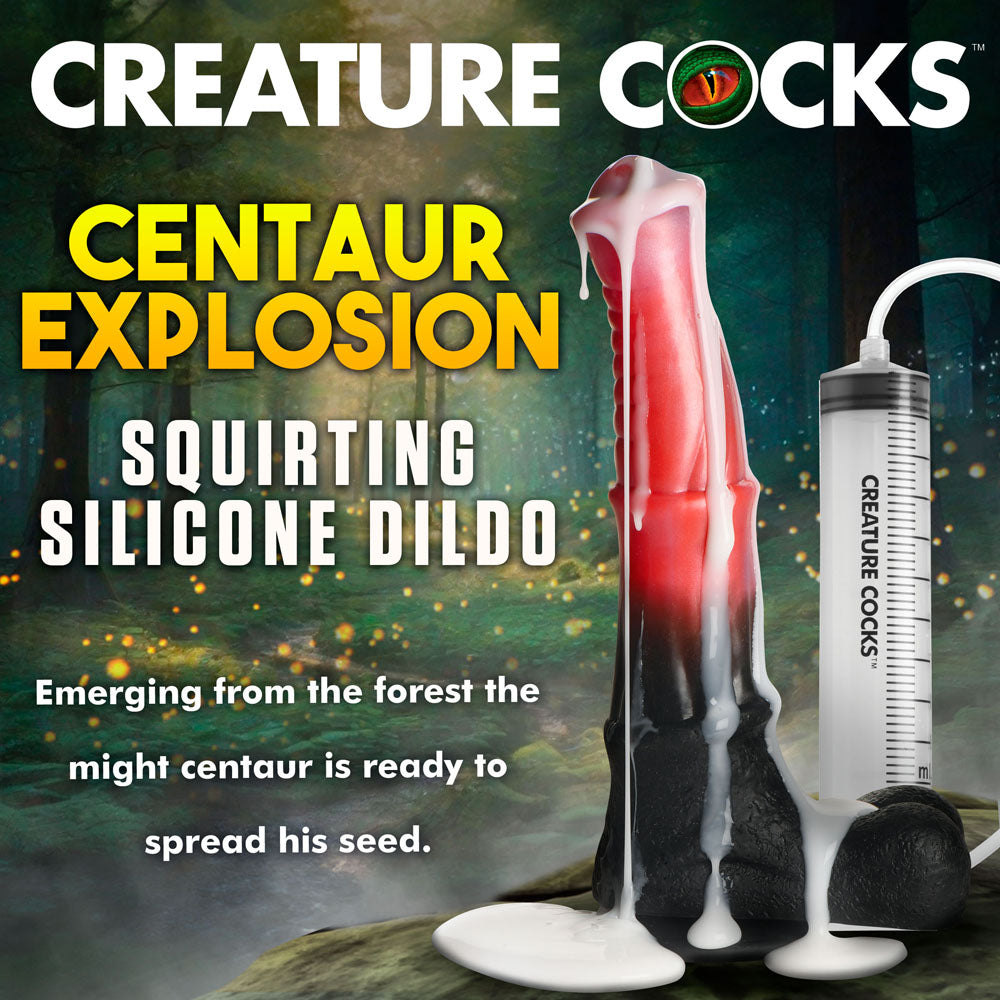 Creature Cocks Centaur Explosion - Pink/Black 24.5 cm Squirting Fantasy Dildo - Hush Store Sydney 