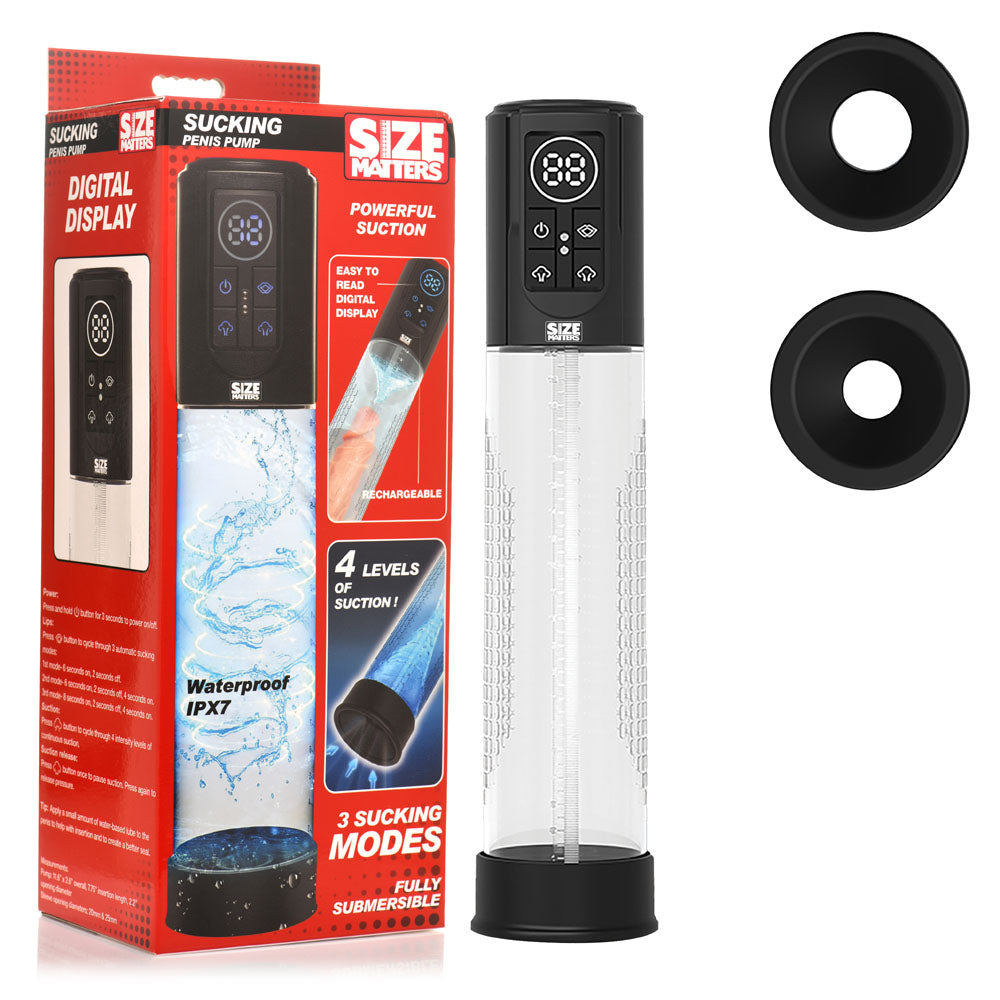 Size Matters Sucking Penis Pump - Clear USB Rechargeable Penis Pump - Hush Store Sydney 