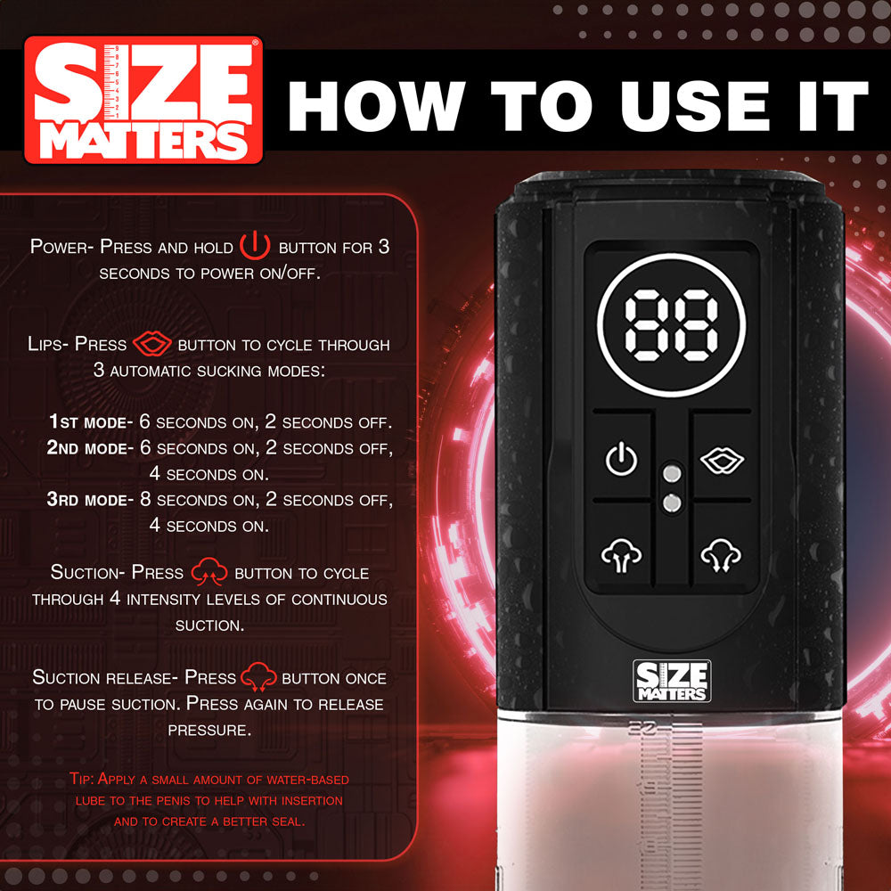 Size Matters Sucking Penis Pump - Clear USB Rechargeable Penis Pump - Hush Store Sydney 