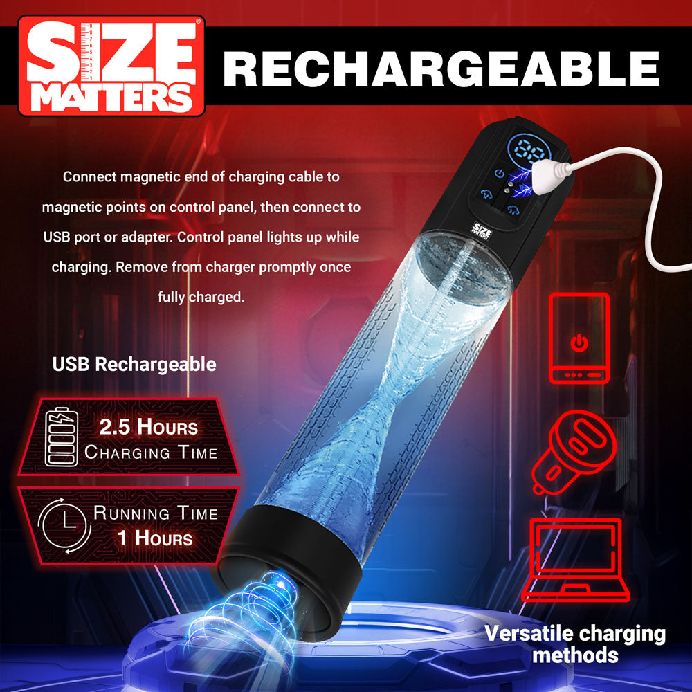 Size Matters Sucking Penis Pump - Clear USB Rechargeable Penis Pump - Hush Store Sydney 
