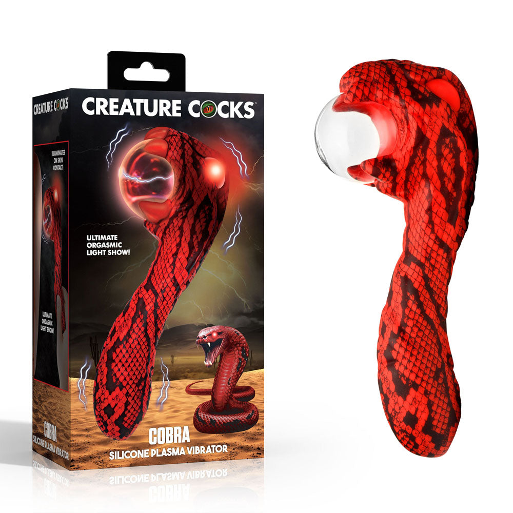 Creature Cocks Cobra - Red 18.5 cm USB Rechargeable Fantasy Vibrator with Plasma Ball - Hush Store Sydney 