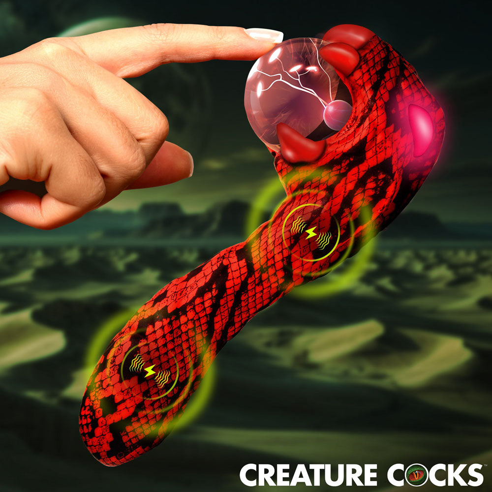 Creature Cocks Cobra - Red 18.5 cm USB Rechargeable Fantasy Vibrator with Plasma Ball - Hush Store Sydney 