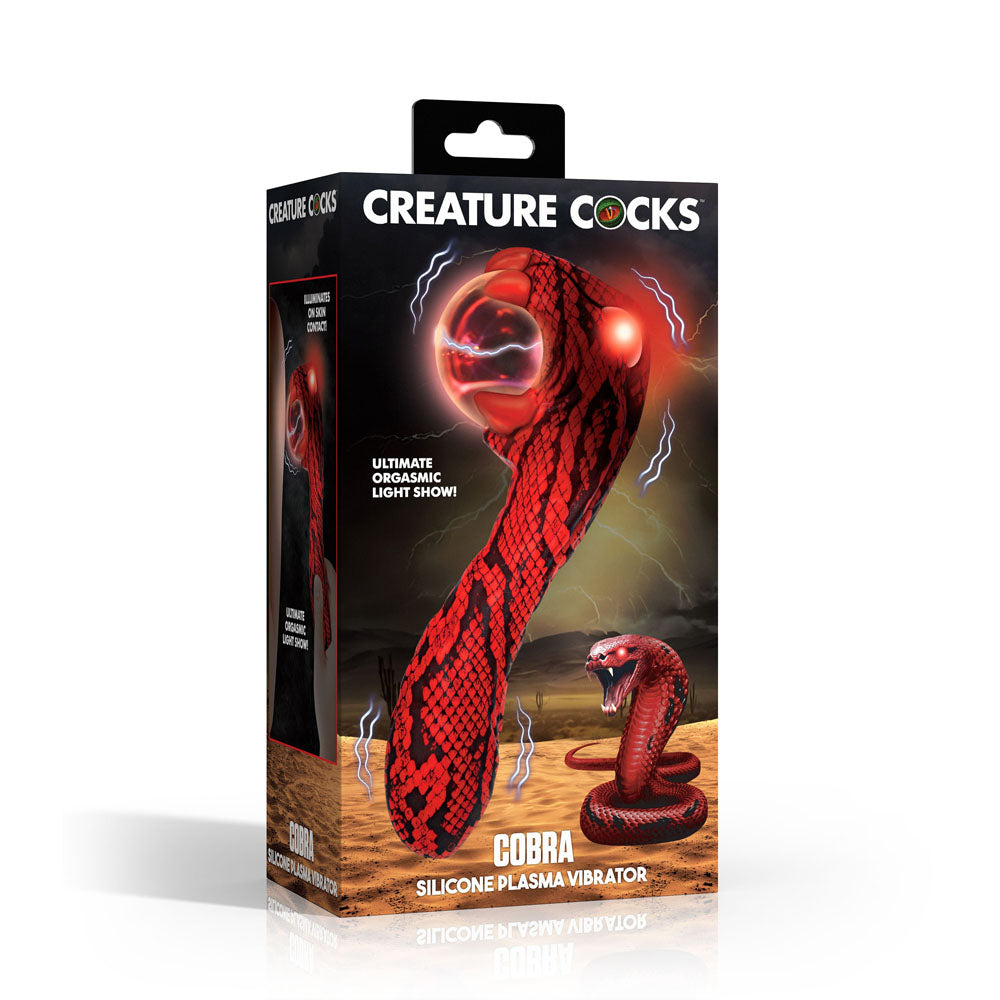Creature Cocks Cobra - Red 18.5 cm USB Rechargeable Fantasy Vibrator with Plasma Ball - Hush Store Sydney 