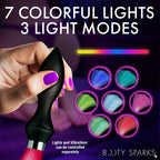 Booty Sparks Vibrating Silicone Fibre Optical Butt Plug - Black USB Rechargeable Butt Plug with Multicolour Fibre Optic Tail