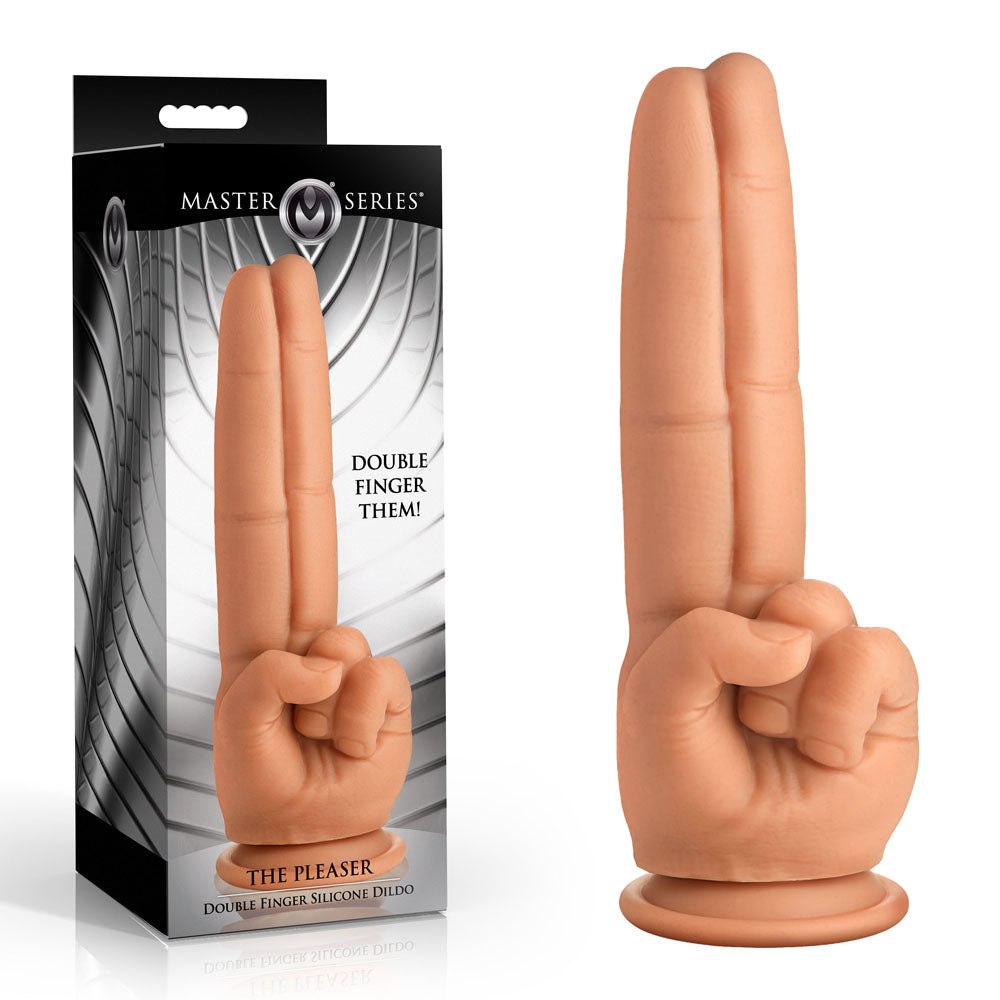 Master Series The Pleaser - Flesh 23.6 cm Double Finger Dildo - Hush Store Sydney 