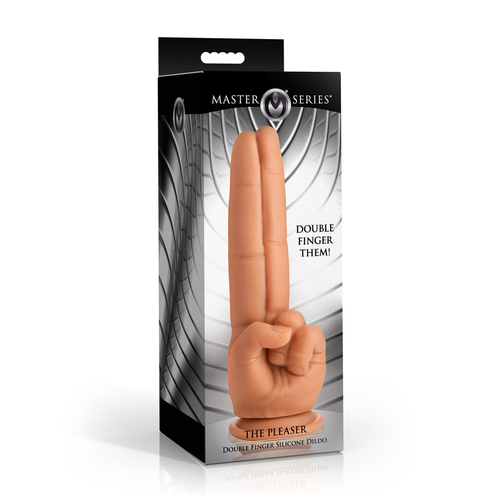Master Series The Pleaser - Flesh 23.6 cm Double Finger Dildo - Hush Store Sydney 