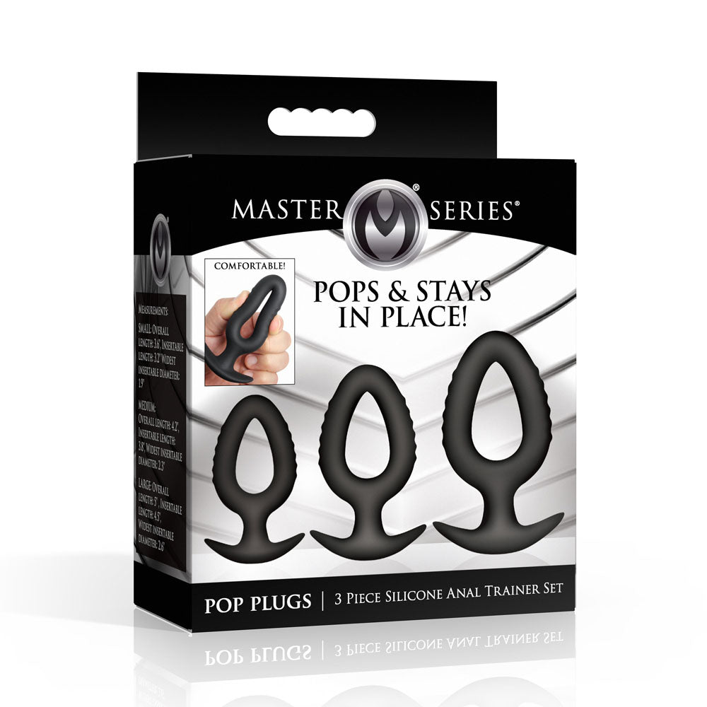 Master Series Pop Plugs - Black Anal Plug Trainer Set - Set of 3 Sizes - Hush Store Sydney 