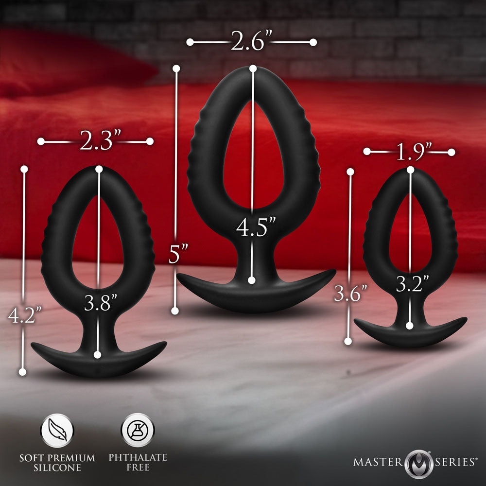 Master Series Pop Plugs - Black Anal Plug Trainer Set - Set of 3 Sizes - Hush Store Sydney 