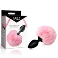 Tailz Fluffy Bunny Tail Silicone Plug - Pink - Black Butt Plug with Pink Bunny Tail