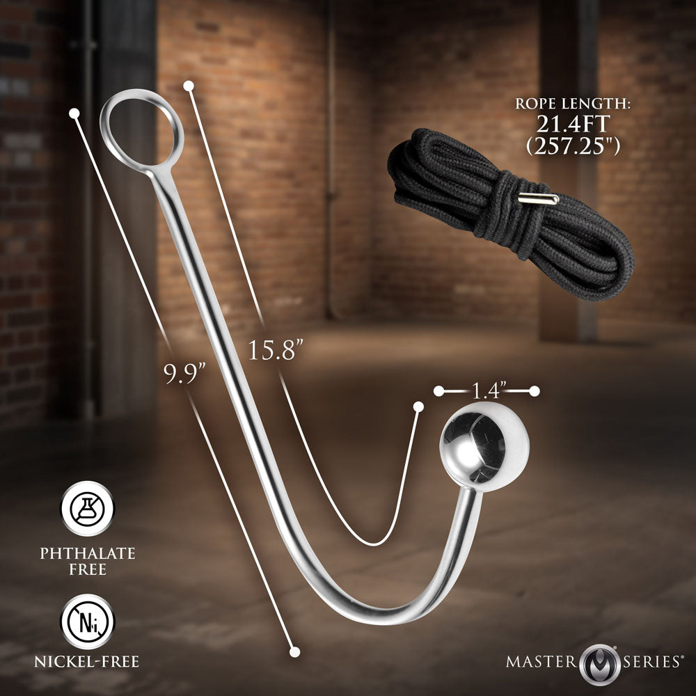 Master Series Roped - Metal Anal Hook with Rope