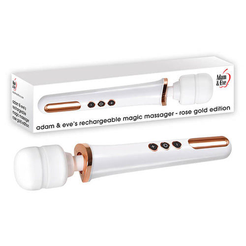 Adam & Eve Rechargeable Magic Massager - Rose Gold/White 33 cm USB Rechargeable Massager Wand - Hush Store Sydney 