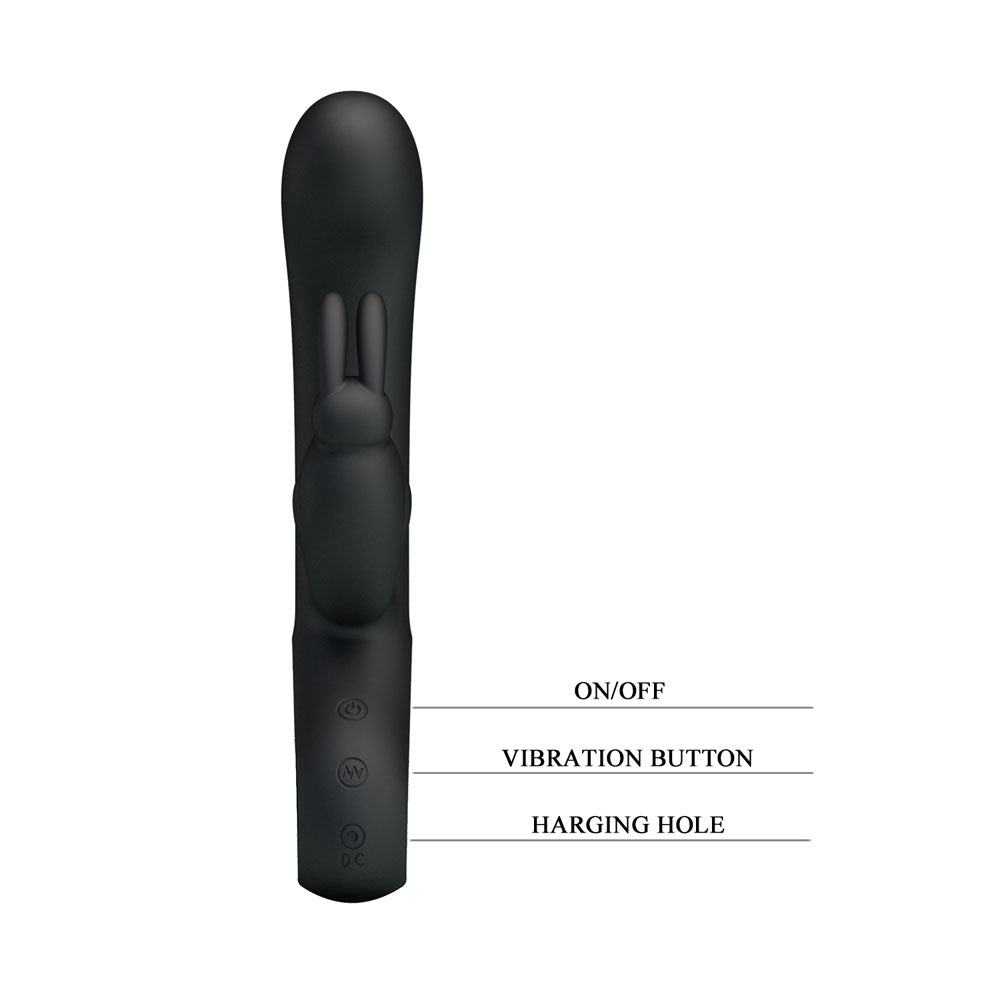 Party Up COLIN Rabbit Vibe - Black - Black 21 cm USB Rechargeable Rabbit Vibrator