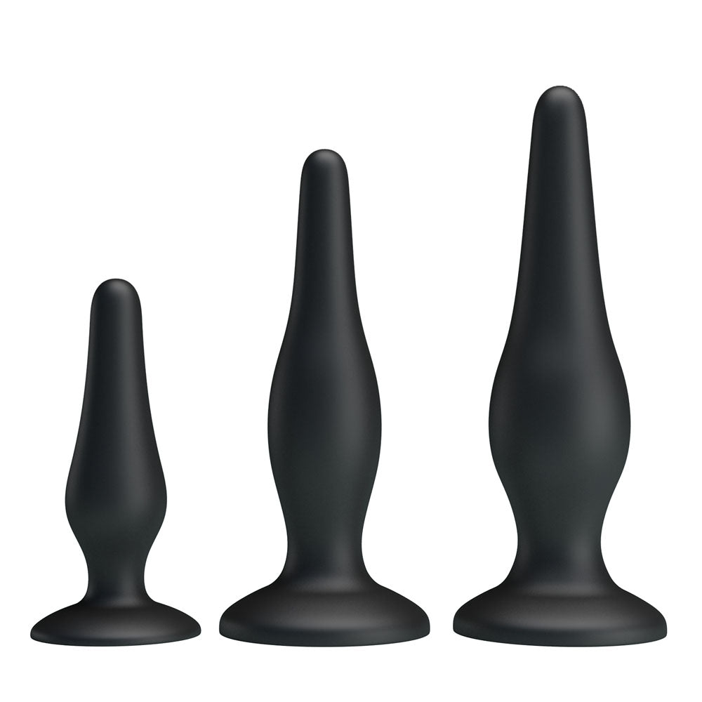 Party Up JERRY Butt Plug Set - Black Butt Plugs - Set of 3 Sizes