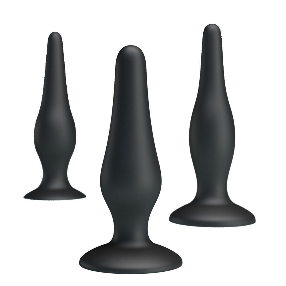Party Up JERRY Butt Plug Set - Black Butt Plugs - Set of 3 Sizes