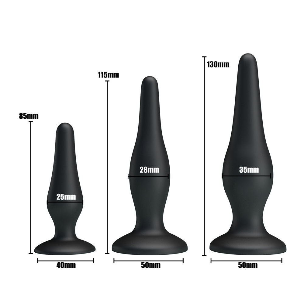 Party Up JERRY Butt Plug Set - Black Butt Plugs - Set of 3 Sizes
