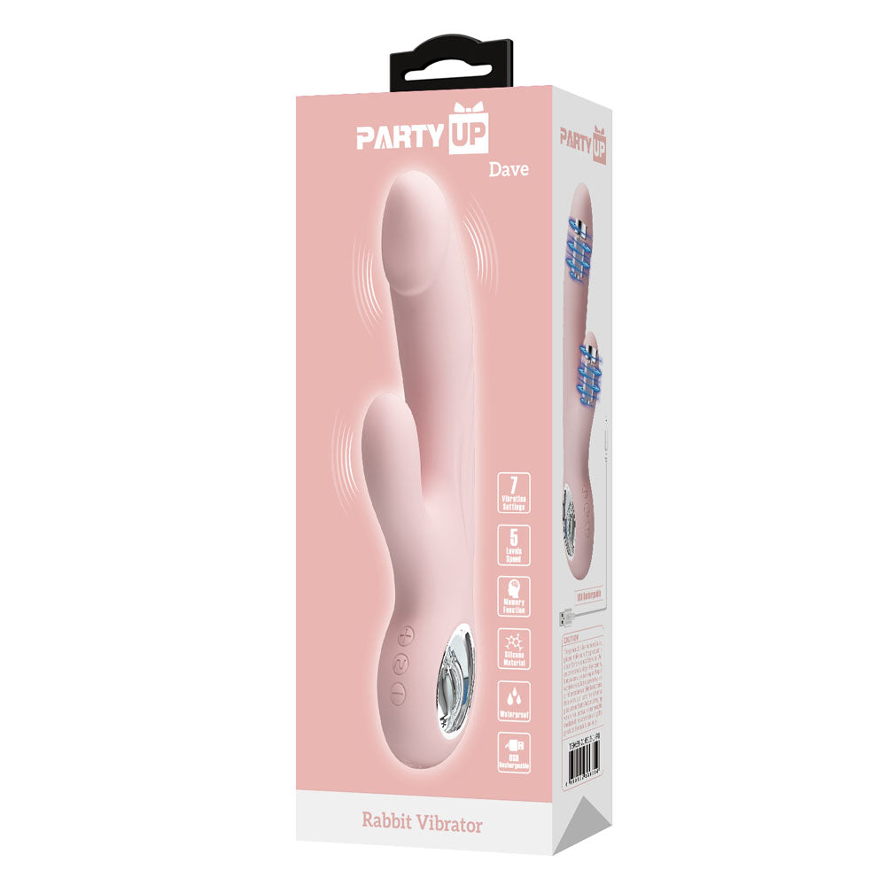 Party Up DAVE Rabbit Vibe - Pink - Pink 19 cm USB Rechargeable Rabbit Vibrator