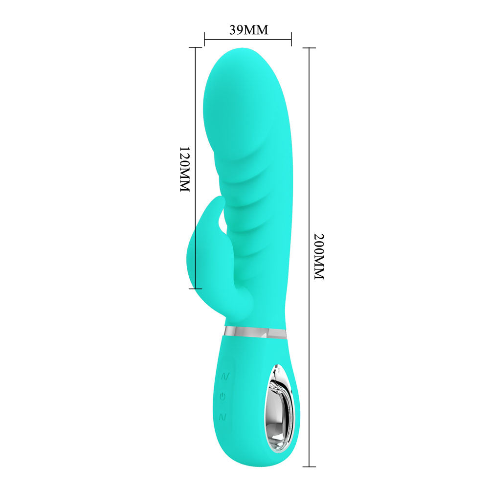 Party Up EDWARD Rabbit Vibe - Teal - Teal 20 cm USB Rechargeable Rabbit Vibrator
