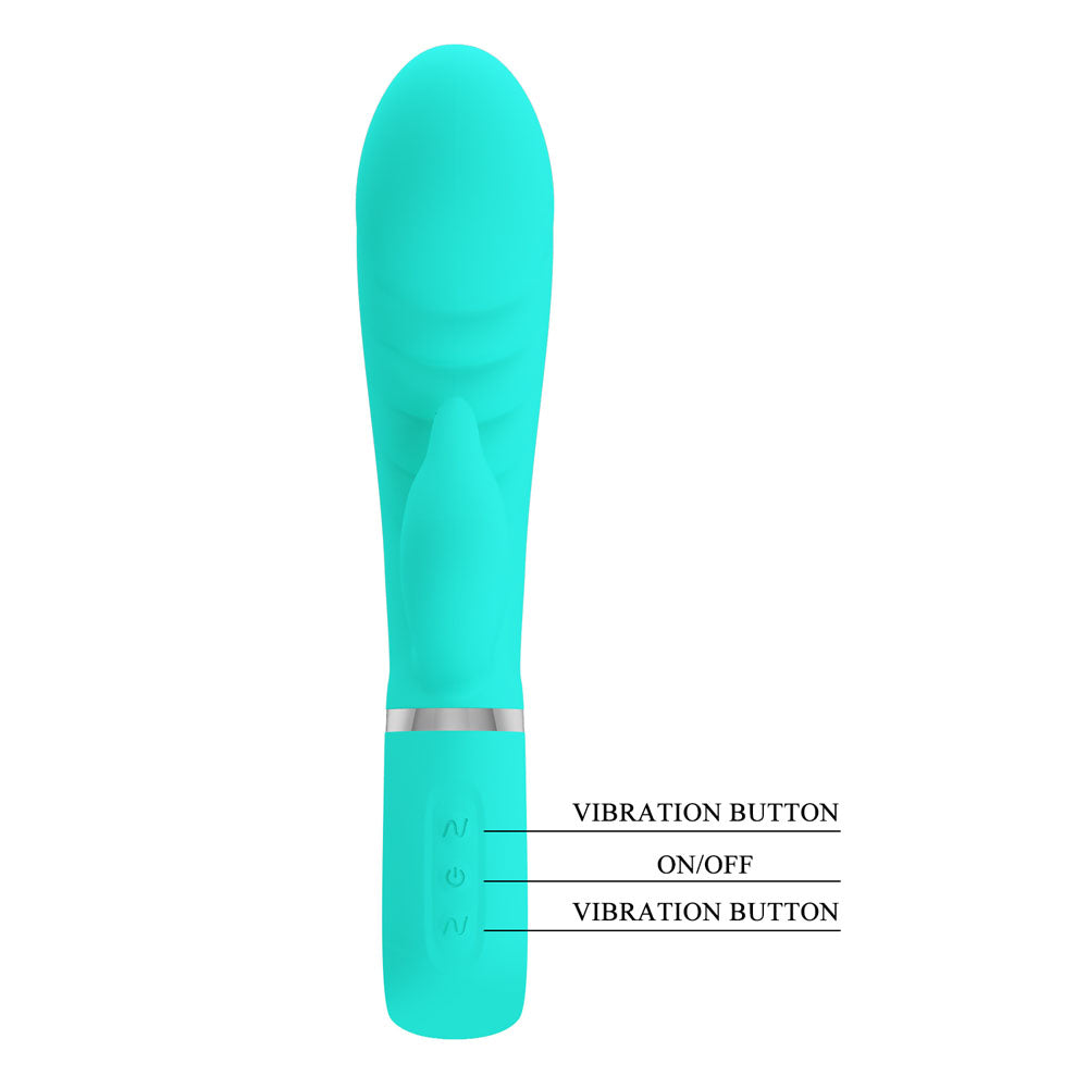 Party Up EDWARD Rabbit Vibe - Teal - Teal 20 cm USB Rechargeable Rabbit Vibrator