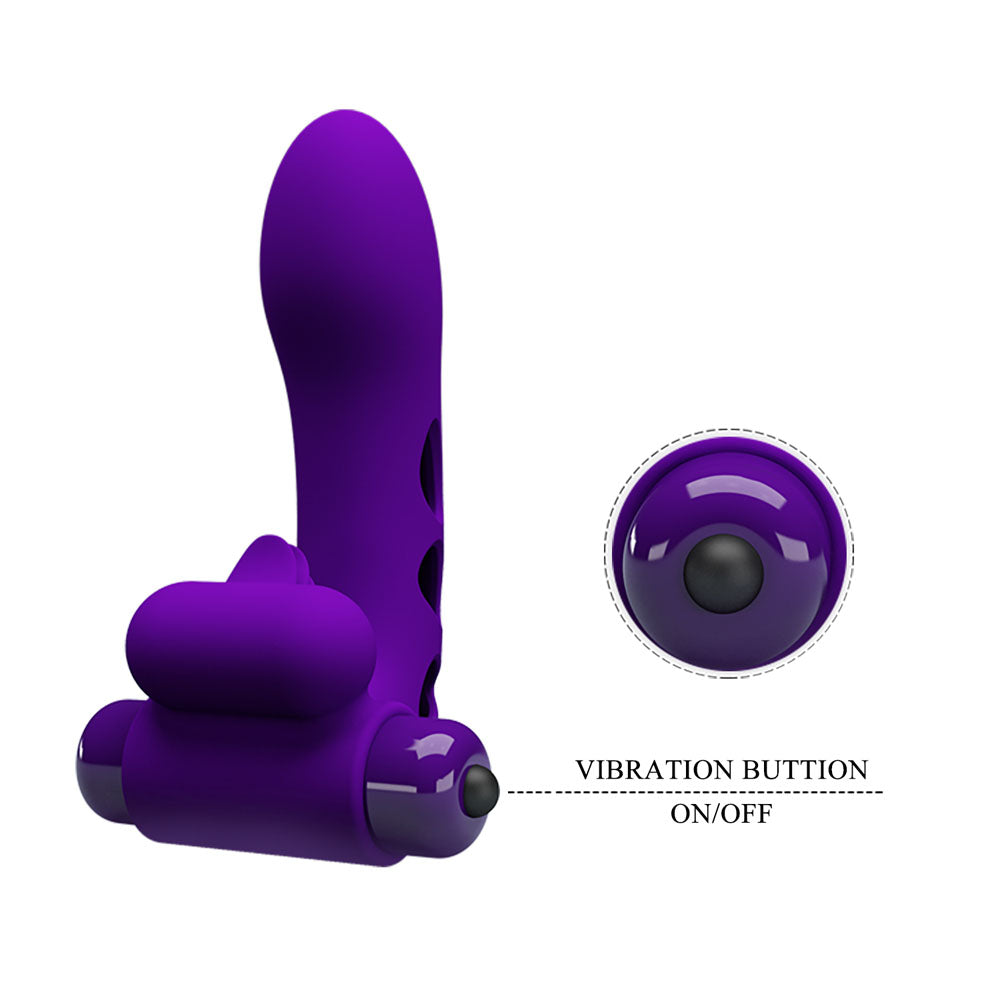 Party Up MIKE Finger Vibe - Purple - Purple Vibrating Finger Vibrator