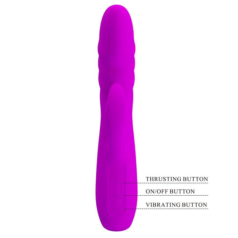 Party Up BOB Thrusting Vibe - Purple - Purple 25 cm USB Rechargeable Thrusting Rabbit Vibrator