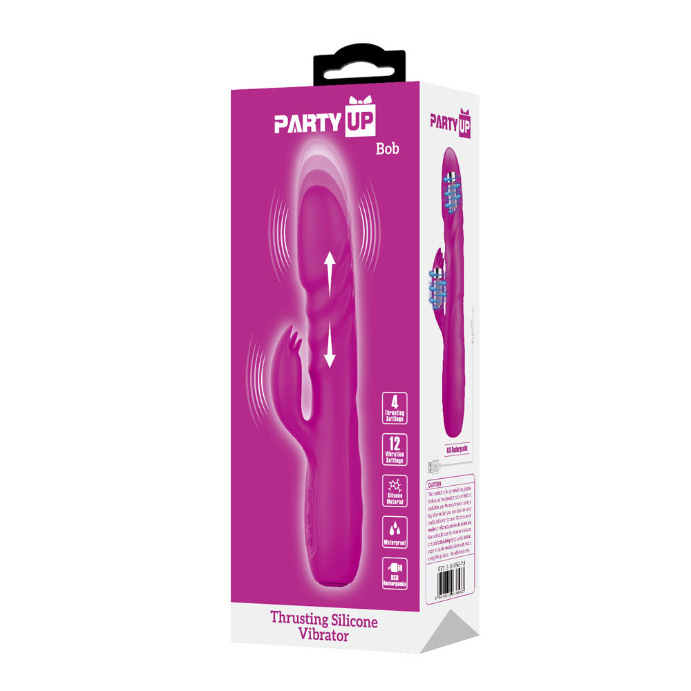 Party Up BOB Thrusting Vibe - Purple - Purple 25 cm USB Rechargeable Thrusting Rabbit Vibrator